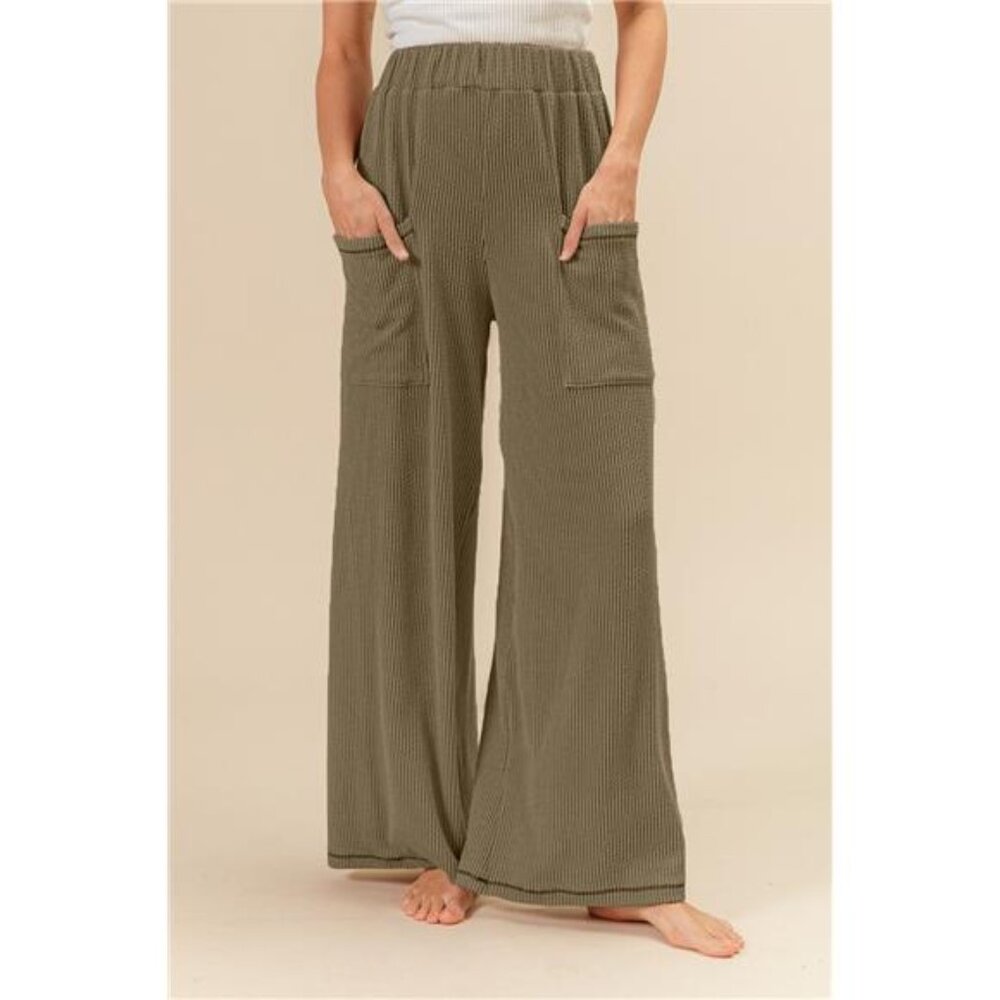 BiBi 2tone Cord Rib Waist Band Side Pocket Pants